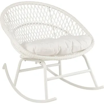 Bílé ratanové zahradní houpací křeslo Zayo White - 118*82*78 cm