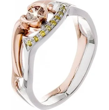 Prsten JK Zlatý prsten s přírodními diamanty Velikost prstenu: 46 Diamant žlutý 14 kt ZPDI019D-46-3000