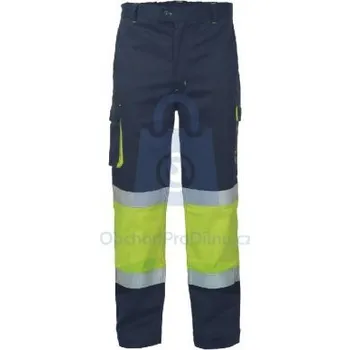 montérky Kalhoty pracovní do pasu STRIP FR HV, CERVA žlutá/navy, L, balení 1 ks