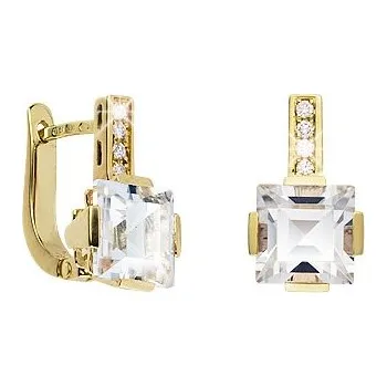 Náušnice JK Zlaté náušnice s přírodními topazy a diamanty Diamant 14 kt ZNCS062Z-00-1001