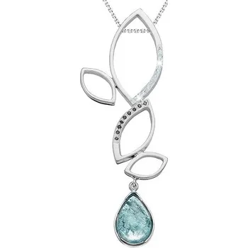 Přívěsek JK Zlatý přívěsek s přírodním akvamarínem a diamanty Diamant černý 14 kt ZZTV011B-99-3001