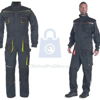 Pracovní kombinéza Kombinéza pracovní EMERTON STRETCH, CERVA černá/žlutá, 66, balení 1 ks