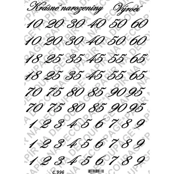 Umělecký papír Rýžový a soft papír na decoupage - Číslice výročí - KB0996 Materiál: Soft, Rozměr: A4