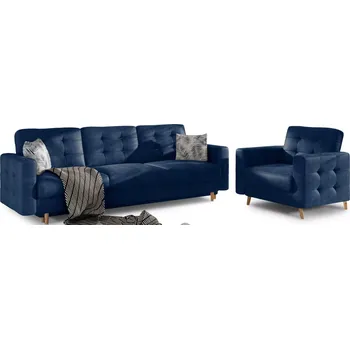 Sedací souprava Sedací souprava ASGARD 3+1 Monolith 77/Botanical 80 tmavě modrá