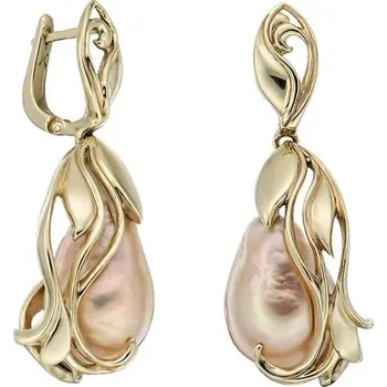 Náušnice JK Zlaté visací náušnice s přírodními perlami Biwa 14 kt ZN55412