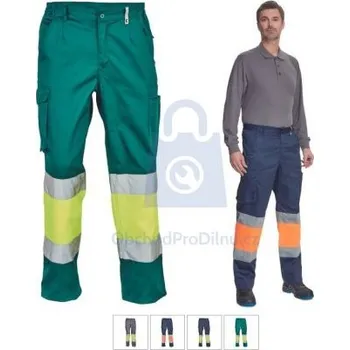 montérky Kalhoty pracovní do pasu BILBAO HV, CERVA šedá/žlutá, 64, balení 1 ks