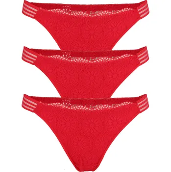 Kalhotky Erika červené kalhotky s pásky WNWC 82711- 3 bal L červená