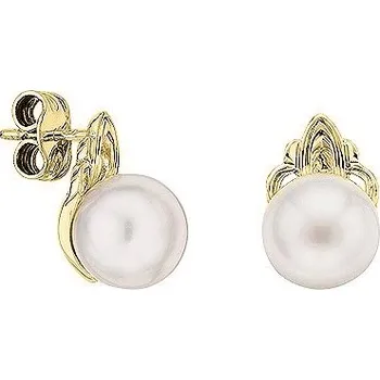 Náušnice JK Zlaté náušnice s přírodními býlími perlami 14 kt ZNPE071Z-01-0000B