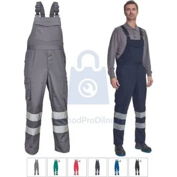 montérky Kalhoty pracovní s laclem BADAJOZ RFLX, CERVA šedá, 46, balení 1 ks