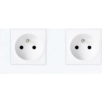 vypínač Zásuvka Designo bílé sklo 157x86