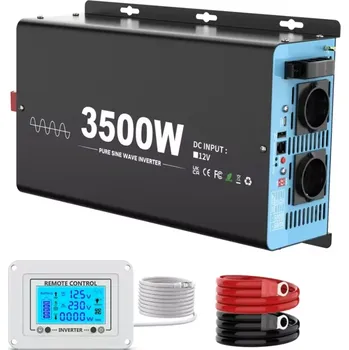 Měnič napětí Měnič napětí z 12/230V 3500W, porty USB, PD 30W, vzdálený kontrolní panel, čistý sinus