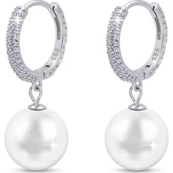 Náušnice Biju 3590 Stříbrné visací náušnice s perlou
