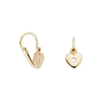 Náušnice JK Zlaté náušnice srdíčka s přírodními diamanty Diamant 14 kt ZNDE034Z-05-1000