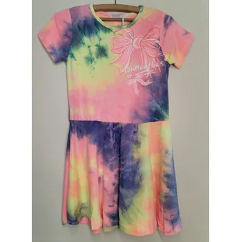 Dívčí šaty Dívčí letní šaty KUGO MS7114 Tmavší duhová Velikost: 146