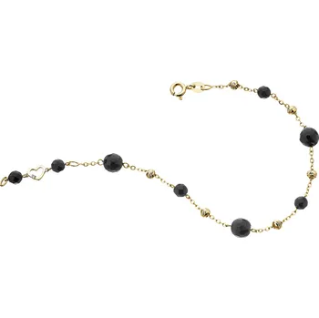 Náramek Náramek ze žlutého zlata s diamantem a acháty - srdce - ryzost 585 - 110.637