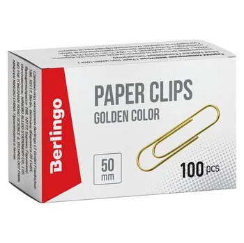Kancelářská sponka BERLINGO dopisní spony 100ks 50mm zlaté