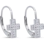 Stříbrné náušnice s křížkem 3599