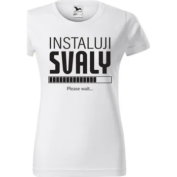 Dámské tričko DOBRÝ TRIKO Dámské tričko s potiskem Instaluji svaly Barva: Bílá, Velikost: 3XL