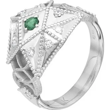 Prsten JK Zlatý prsten s přírodním smaragdem a diamanty Velikost prstenu: 46 Diamant 14 kt ZPDI202B-46-1500