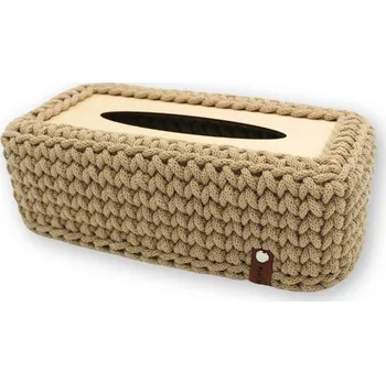 Zásobník na papírové ručníky Háčkov Háčkovaný obal na kapesníky - Original Barva: Písková