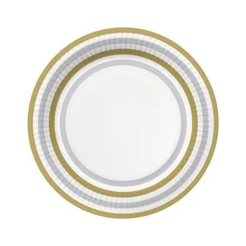 Talíř Papírový talíř velký - Lines gold & silver