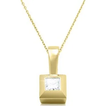 Přívěsek JK Zlatý přívěsek s přírodním diamantem Diamant 14 kt Princess 0,17ct (3,0x3,0mm) ZZRA093Z-99-1000