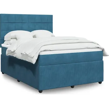 Postel vidaXL Box spring postel s matrací tmavě 140x190 cm samet [3292334] Barva: Modrá
