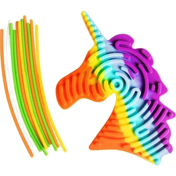 Dřevěná hračka Labyrint, vkládací tyčinky - jednorožec, 1 bal.