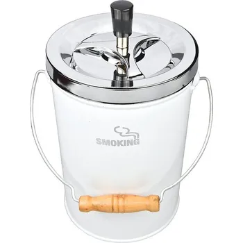 KRCZ Cigaretový popelník kovový otočný Bigger Smoke, bílý