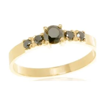 Prsten Zlatý prsten s černými diamanty-brilianty BP0115F + DÁREK ZDARMA