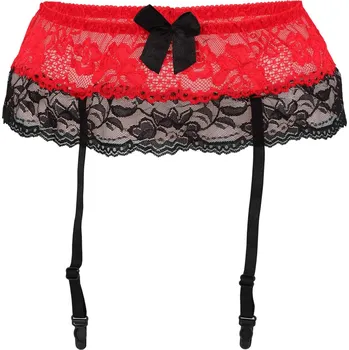 Kalhotky Alesia smyslný krajkový podvazkový pás 9939 M červená