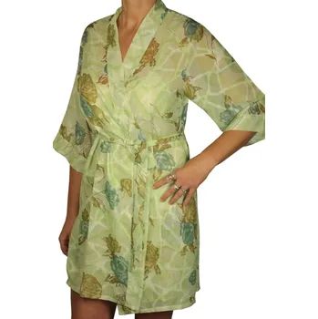 Body Fresia Primavera průhledná košilka se župánkem L světle zelená