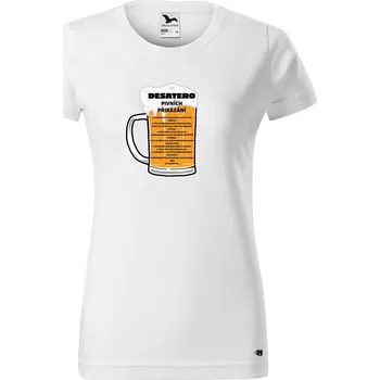 Dámské tričko Dámské tričko s potiskem Pivní desatero Barva trička: Bílá - 00, Velikost: 3XL