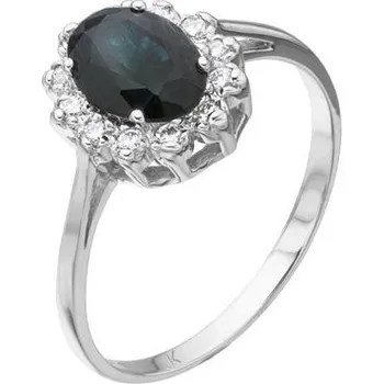 Prsten JK Zlatý prsten s přírodním safírem a diamanty Velikost prstenu: 46 Diamant 14 kt ZPCS082B-46-1100