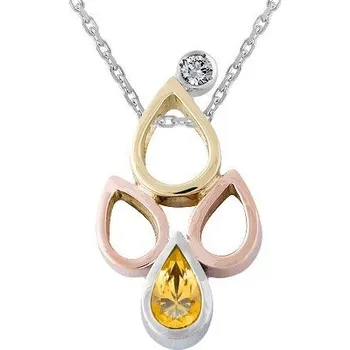 Přívěsek JK Zlatý přívěsek kapky s přírodním citrínem a diamantem Diamant 14 kt 0,06 ct (2,50 mm) ZZVO018M-99-1900