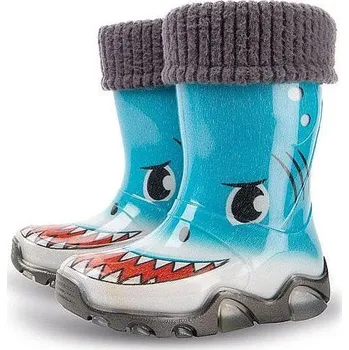 Dívčí holínky DEMAR dětské zateplené holínky STORMER Lux Print 117008 žralok NP