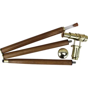 Sea-Club Vycházková hůl s dalekohledem a skleněnou trubicí 9559 dřevo/mosaz 99 cm