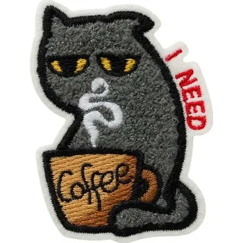 Nášivka Nažehlovačka I need coffee kočka 6,0 x 4,3 cm Monoquick