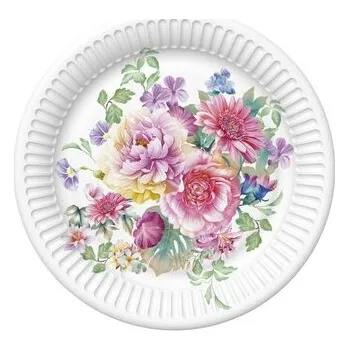 Talíř Papírový talíř velký - Watercolor Flower Arrangement