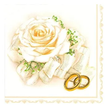 Papírový kapesník Ubrousky MAKI L (20ks) Wedding Rings & White Rose