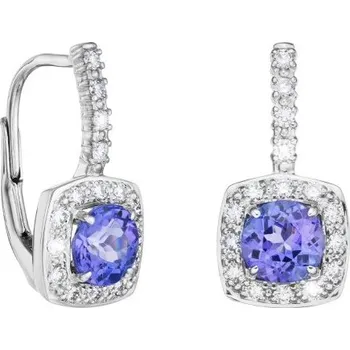 Náušnice JK Zlaté náušnice s přírodními tanzanity a diamanty Diamant 14 kt ZNDI223B-03-1600