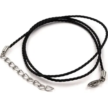 Kroucená šňůrka s karabinkou 45 cm černá 2 ks