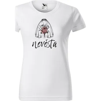 Dámské tričko DOBRÝ TRIKO Dámské tričko s potiskem Nevěsta kytice Barva: Bílá, Velikost: 3XL