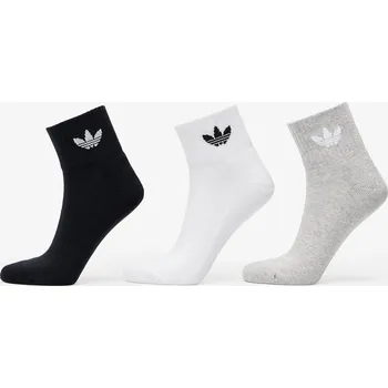 Pánské ponožky Ponožky adidas Mid Ankle Sock 3-Pack White/ Medium Grey Heather/ Black S