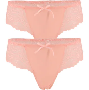 Kalhotky Lasca tanga krajkový pás 2641-1S - dvojbal L světle oranžová