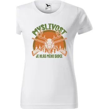 Dámské tričko DOBRÝ TRIKO Dámské tričko s potiskem Myslivost hlas srdce Barva: Bílá, Velikost: 3XL