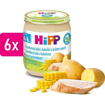 Dětská výživa HiPP BIO Bramborové pyré s kukuřicí a krůtím masem 6x125g