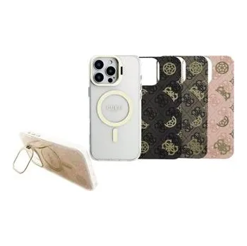 Pouzdro na mobilní telefon Guess PC/TPU Electroplated Stand Camera Frame MagSafe Zadní Kryt s Vyměnitelným Pozadím pro iPhone 16 Pro Max
