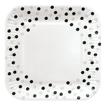 Talíř Papírový talíř hranatý Confetti Silver Black