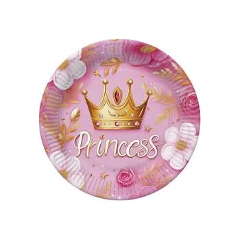 Talíř Papírový talíř velký - Pink Princess Crown